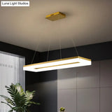 Gold Finish Rectangular Island Led Ceiling Light - Simple Acrylic Design