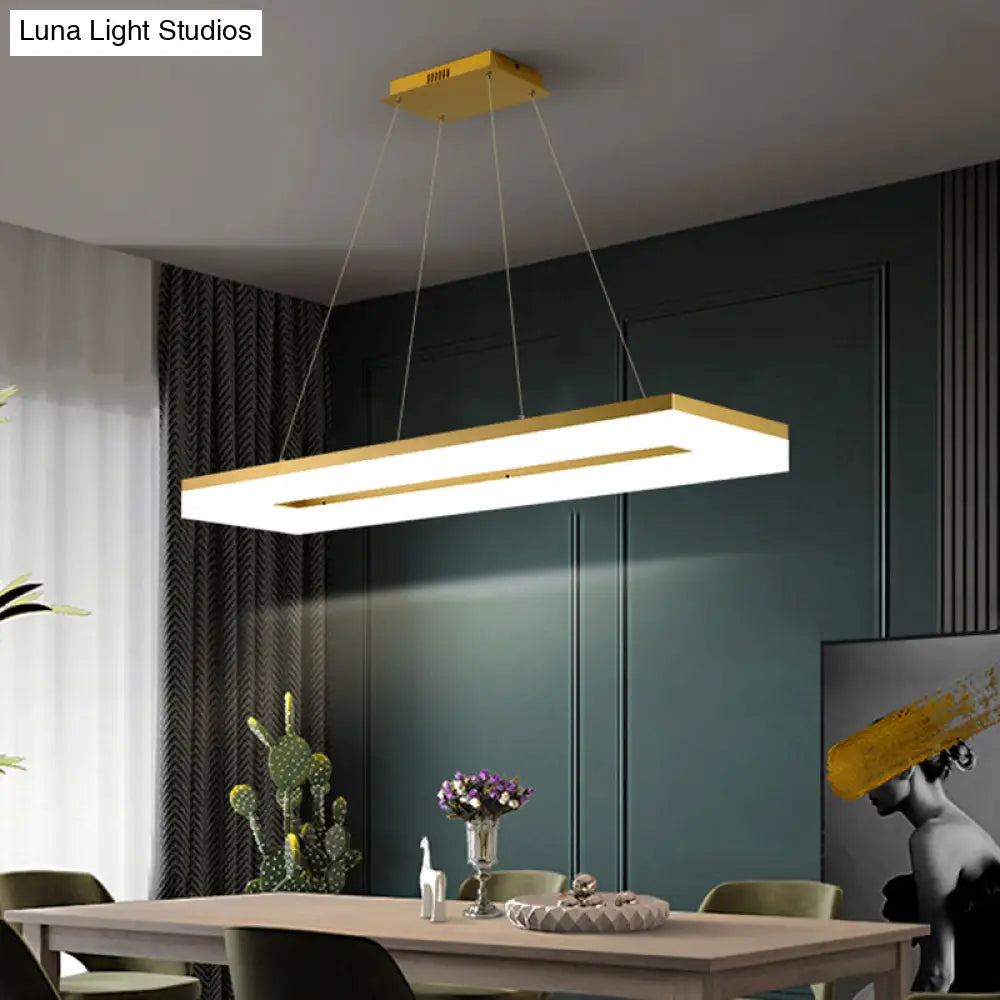 Gold Finish Rectangular Island Led Ceiling Light - Simple Acrylic Design