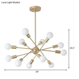 Gold Finish Sputnik Chandelier - Industrial Style 6/8 Light Suspension For Dining Room