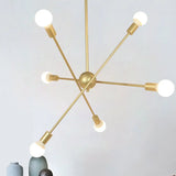 Gold Finish Sputnik Chandelier - Industrial Style 6/8 Light Suspension For Dining Room 6 /