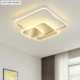 Gold Finish Square Led Flushmount Ceiling Light - Minimalist Metal Design / 16.5 Warm