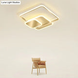 Gold Finish Square Led Flushmount Ceiling Light - Minimalist Metal Design