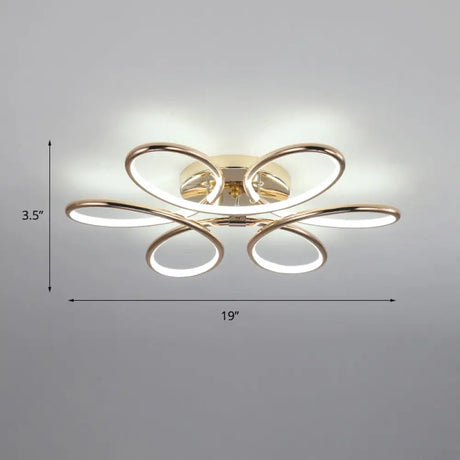 Gold Flower Led Flush Mount Ceiling Light - Simplicity Meets Elegance / 19 White