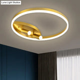 Gold Flush Mount Led Ceiling Spotlight In Warm/White Light For Bedroom – 16’/19.5’ W Metal