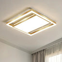 Gold Flushmount Light: Simple Living Room Ceiling Fixture With Acrylic Rectangle Shade / 16’ White