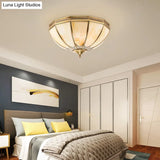 Gold Flushmount Light With 4 Lights And Frosted Glass For Bedroom Ceiling - Traditional Design’