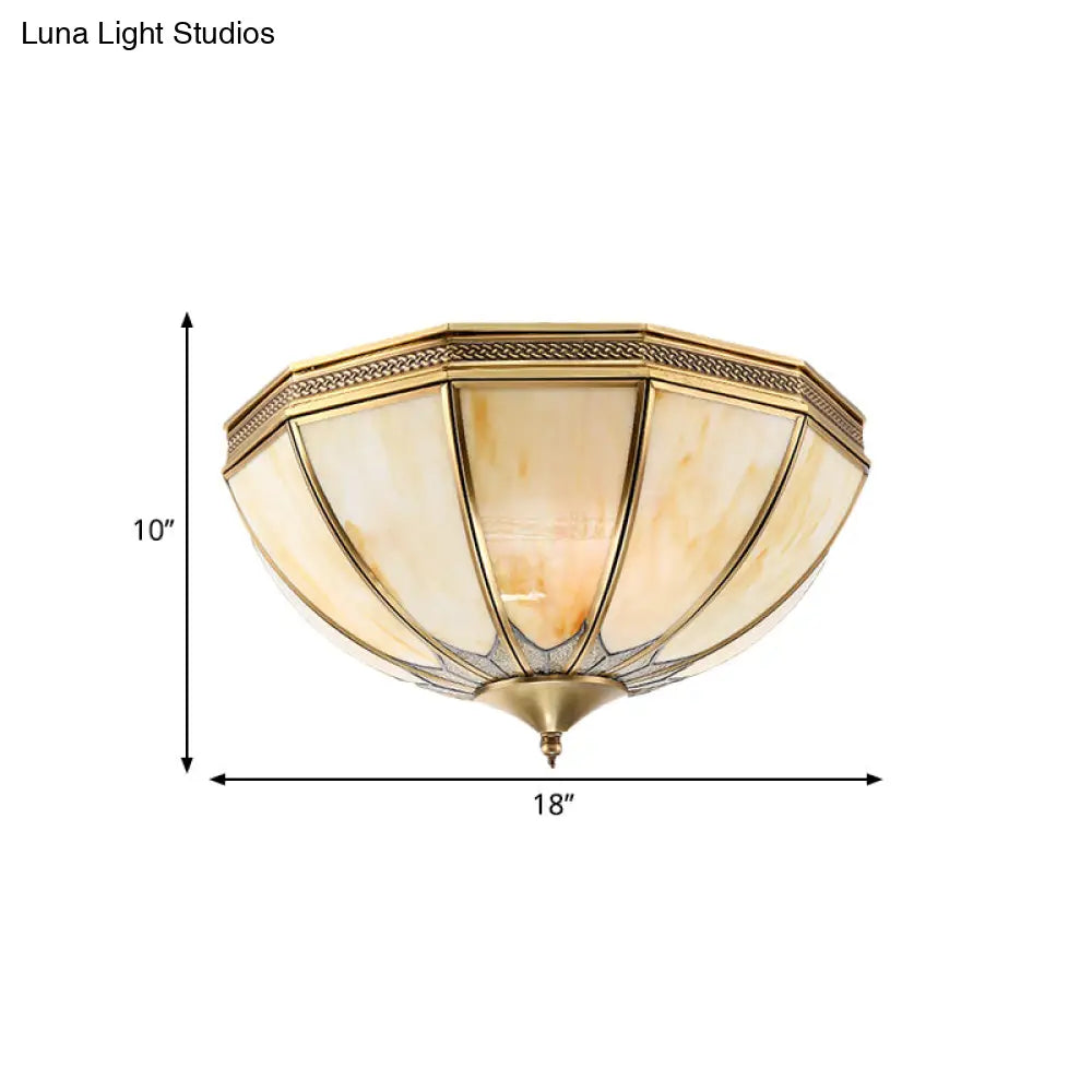 Gold Flushmount Light With 4 Lights And Frosted Glass For Bedroom Ceiling - Traditional Design’