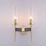 Gold Fluted Glass Wall Mount Lamp - Simple Cylinder Light Fixture 2 / Brass