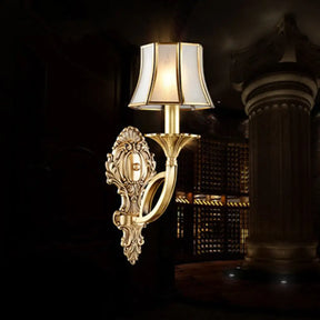Gold Frost Glass Flare Wall Mounted Light - Classic Corridor Lighting 1 /