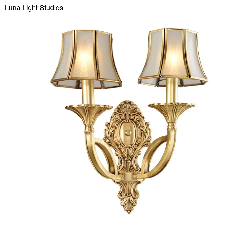 Gold Frost Glass Flare Wall Mounted Light - Classic Corridor Lighting