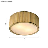 Gold Frosted Glass Ceiling Fixture - 3-Bulb Circular Flush Mount Recessed Lighting 12’/16’ Wide