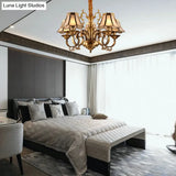 Gold Frosted Glass Pendant Chandelier With Scalloped Design And Colonial Styling - 3/5/6 Bulbs