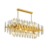 Gold Geometric Crystal Rod Chandelier Pendant Light - Postmodern Fixture / 47 Oval