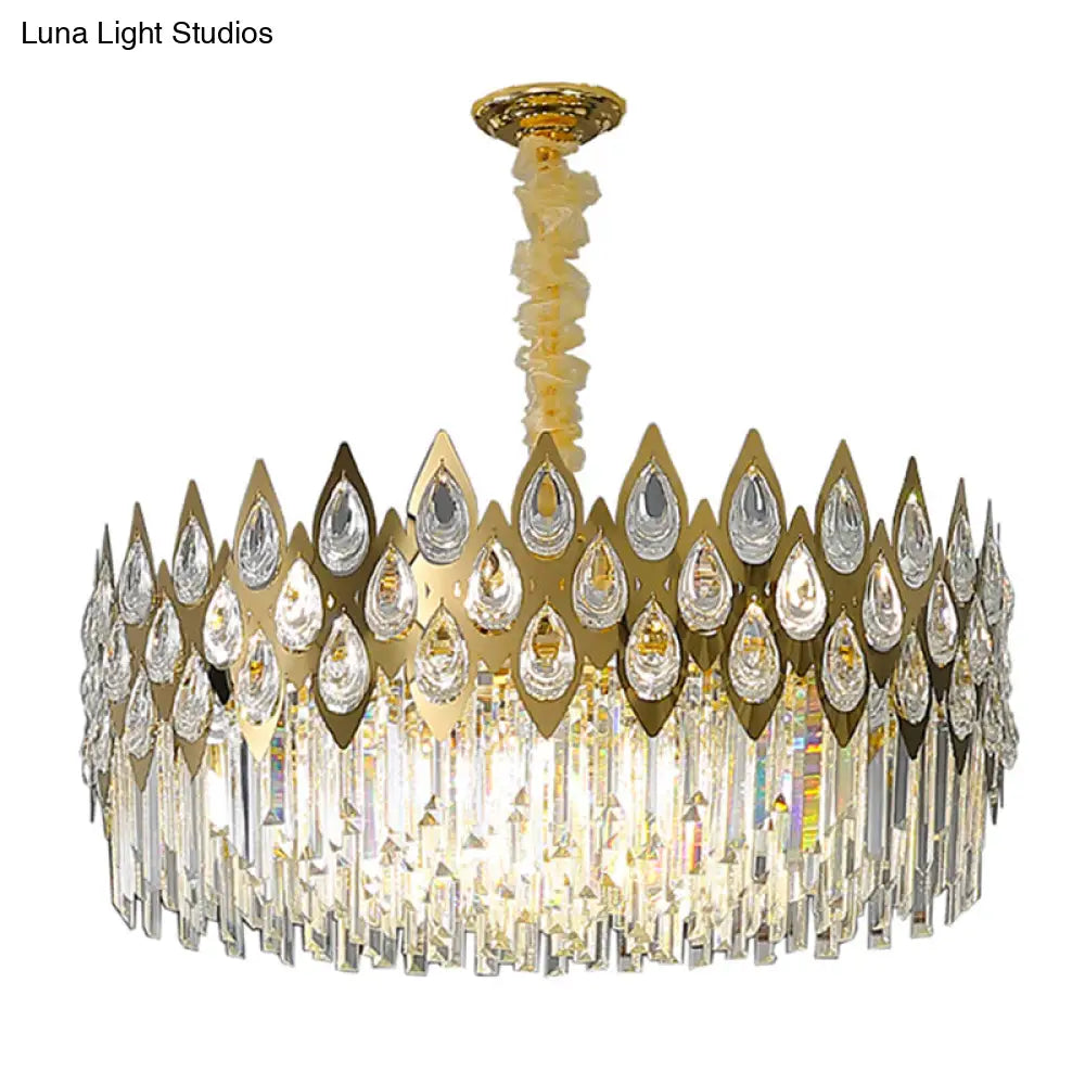 Gold Geometric Living Room Chandelier With Clear Crystal Artistic Suspension Light