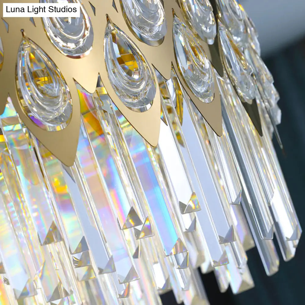 Gold Geometric Living Room Chandelier With Clear Crystal Artistic Suspension Light