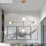 Gold Geometric Pendant Chandelier - Classic Metal Hanging Light For Bedroom