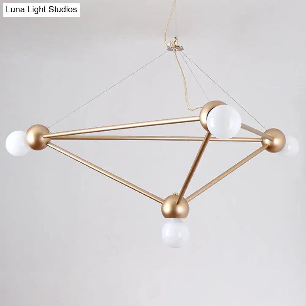 Gold Geometric Pendant Chandelier - Classic Metal Hanging Light For Bedroom