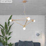 Gold Geometric Pendant Chandelier - Classic Metal Hanging Light For Bedroom