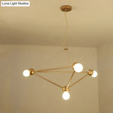 Gold Geometric Pendant Chandelier - Classic Metal Hanging Light For Bedroom