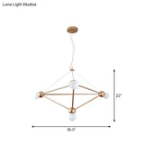 Gold Geometric Pendant Chandelier - Classic Metal Hanging Light For Bedroom