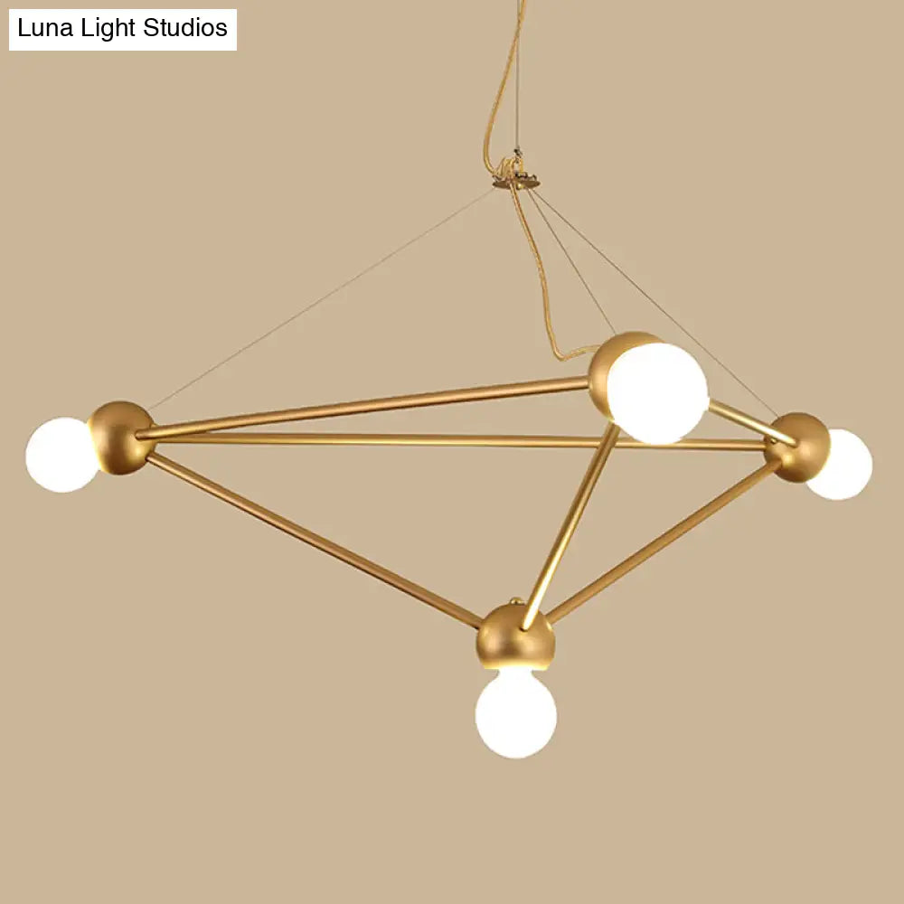 Gold Geometric Pendant Chandelier - Classic Metal Hanging Light For Bedroom