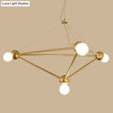 Gold Geometric Pendant Chandelier - Classic Metal Hanging Light For Bedroom