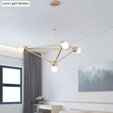 Gold Geometric Pendant Chandelier - Classic Metal Hanging Light For Bedroom