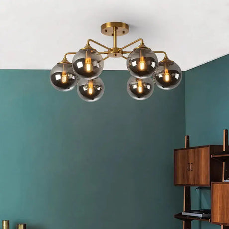 Gold Glass Ceiling Light For Modern Living Room 6 / Smoke Grey