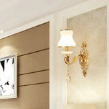 Gold Glass Flower Wall Lamp With Retro Style And Crystal Draping 1 / B