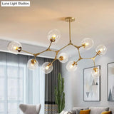 Gold Glass Postmodern Dna Ceiling Light Chandelier For Living Room