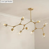Gold Glass Postmodern Dna Ceiling Light Chandelier For Living Room