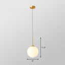Gold Globe Pendant Light - Cream Glass 1-Light Simplicity Hanging Fixture / 6’ Cord