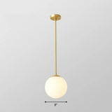 Gold Globe Pendant Light - Cream Glass 1-Light Simplicity Hanging Fixture / 8’ Downrods