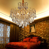 Gold Industrial Geometric Chandelier With Crystal Teardrop Shade - 5/6/8 Bulb Pendant Light 8 /