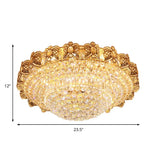 Gold Integrated Led Crystal Ceiling Flush Mount Light 16/23.5 Wide