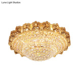 Gold Integrated Led Crystal Ceiling Flush Mount Light 16’/23.5’ Wide
