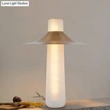 Gold Iron Flared Nightstand Lamp With Led Modern Bedside Table Lighting And White Glass Base