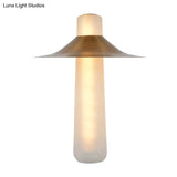 Gold Iron Flared Nightstand Lamp With Led Modern Bedside Table Lighting And White Glass Base