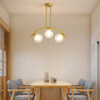 Gold Island Pendant With Clear/White Shade And Curvy Design - Perfect For Modern Kitchens (3/5/7