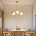 Gold Island Pendant With Clear/White Shade And Curvy Design - Perfect For Modern Kitchens (3/5/7