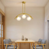 Gold Island Pendant With Clear/White Shade And Curvy Design - Perfect For Modern Kitchens (3/5/7