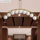 Gold Island Pendant With Clear/White Shade And Curvy Design - Perfect For Modern Kitchens (3/5/7
