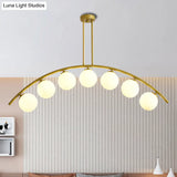 Gold Island Pendant With Clear/White Shade And Curvy Design - Perfect For Modern Kitchens (3/5/7