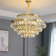 Gold K9 Crystal Chandelier Pendant Light For Living Room - Sleek Multi-Tiered Simplicity / Small