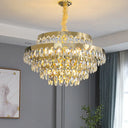 Gold K9 Crystal Chandelier Pendant Light For Living Room - Sleek Multi-Tiered Simplicity / Small