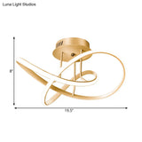 Gold Knotted Ceiling Mount Led Semi Flush Lamp For Modern Sleeping Room