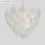 Gold Leaf Glass Pendant Chandelier - 1-Light Living Room Ceiling Fixture 16/23.5/31.5 Wide