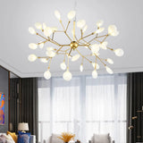 Gold Leaf Pendant Ceiling Light: Designer Acrylic Living Room Chandelier 36 / Gold