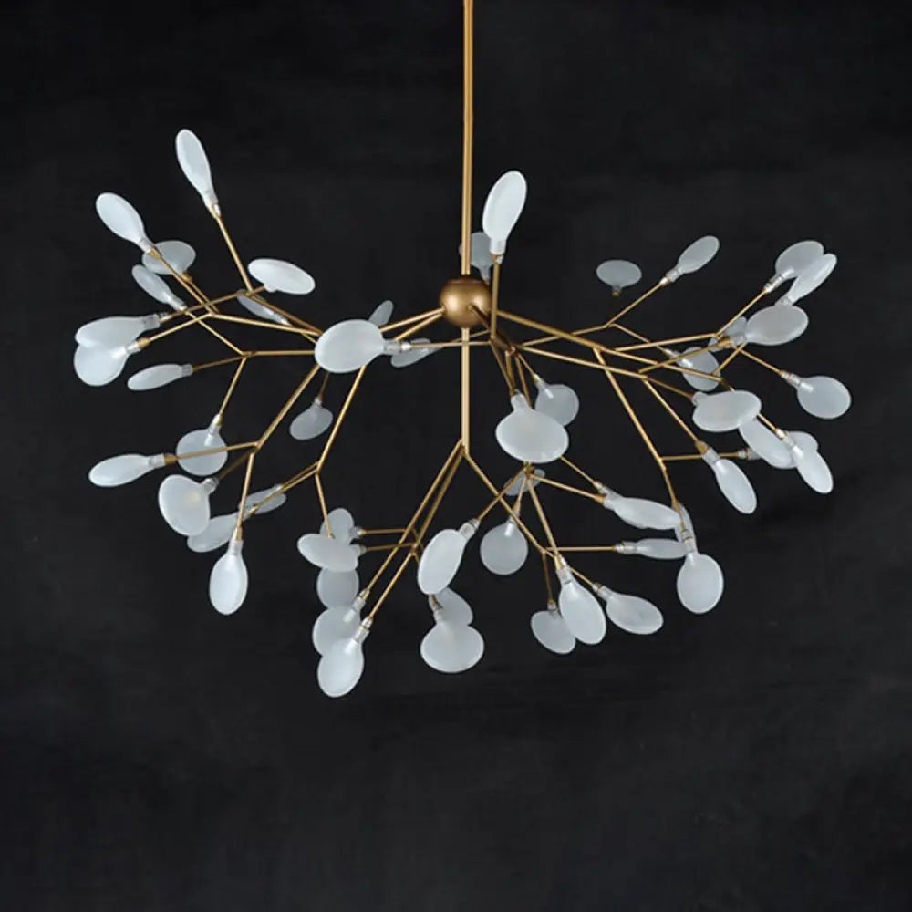 Gold Leaf Pendant Ceiling Light: Designer Acrylic Living Room Chandelier 45 / Gold