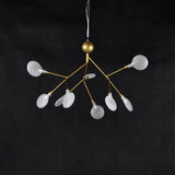 Gold Leaf Pendant Ceiling Light: Designer Acrylic Living Room Chandelier 9 / Gold